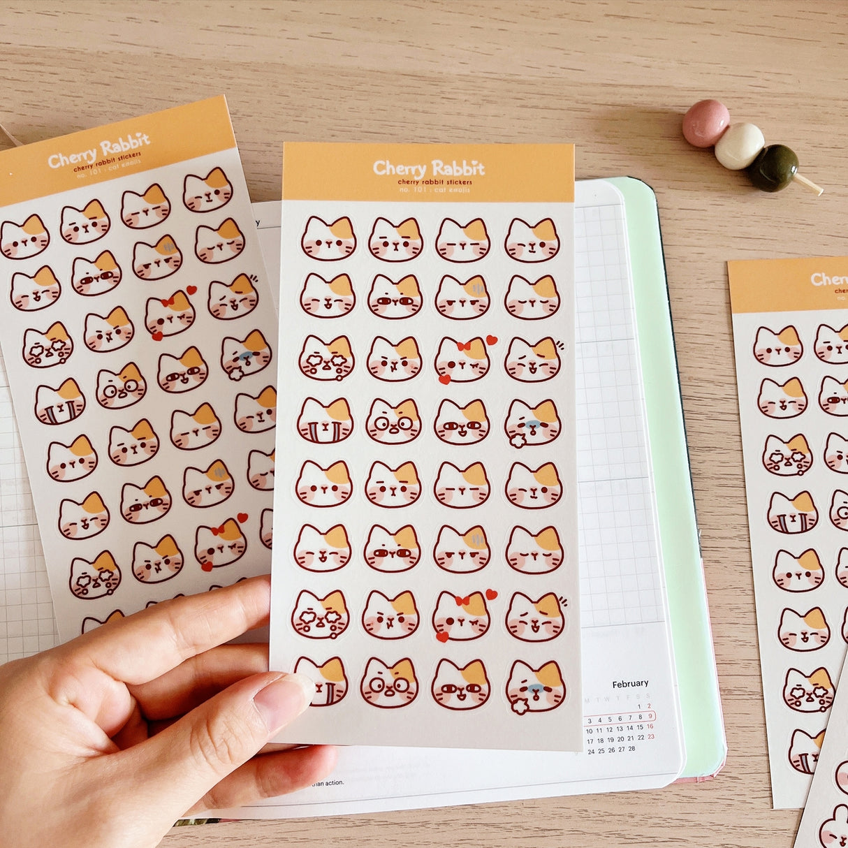 Cherry Rabbit - Cat Emojis Sticker Sheet