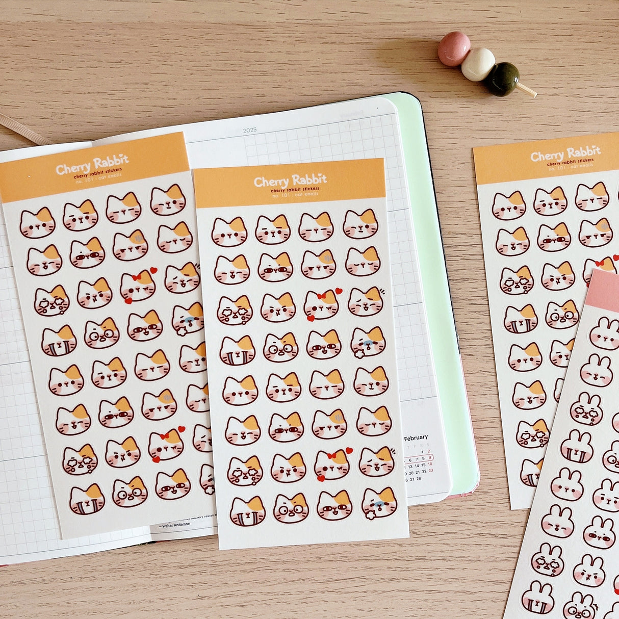 Cherry Rabbit - Cat Emojis Sticker Sheet