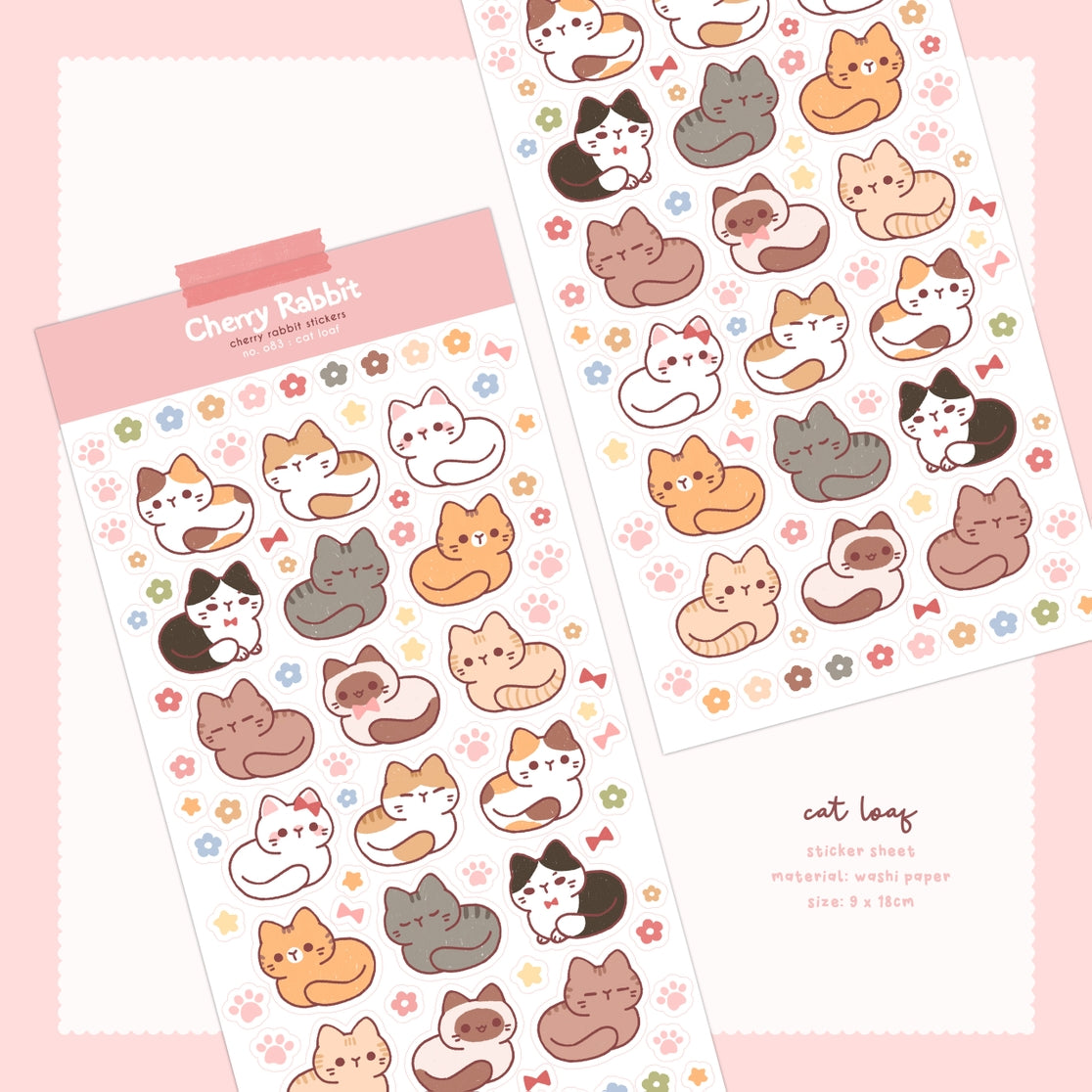Cherry Rabbit - Cat Loaf Sticker Sheet