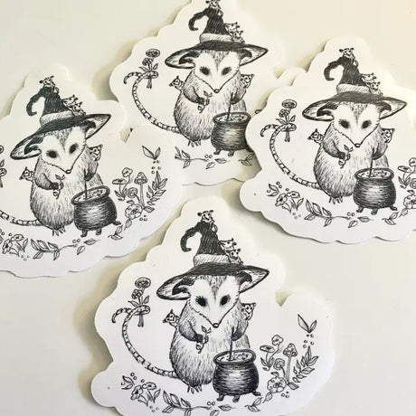 This Mother Opossum is making soup for her hungry babies!

Includes one 3" vinyl sticker

Dishwasher Safe and Water resistant
Perfect for water bottles, laptops, folders and more!