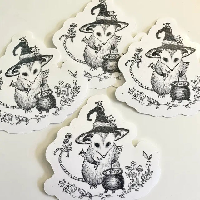 This Mother Opossum is making soup for her hungry babies!

Includes one 3" vinyl sticker

Dishwasher Safe and Water resistant
Perfect for water bottles, laptops, folders and more!
