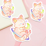 Pegatina de gato, luna y estrella
