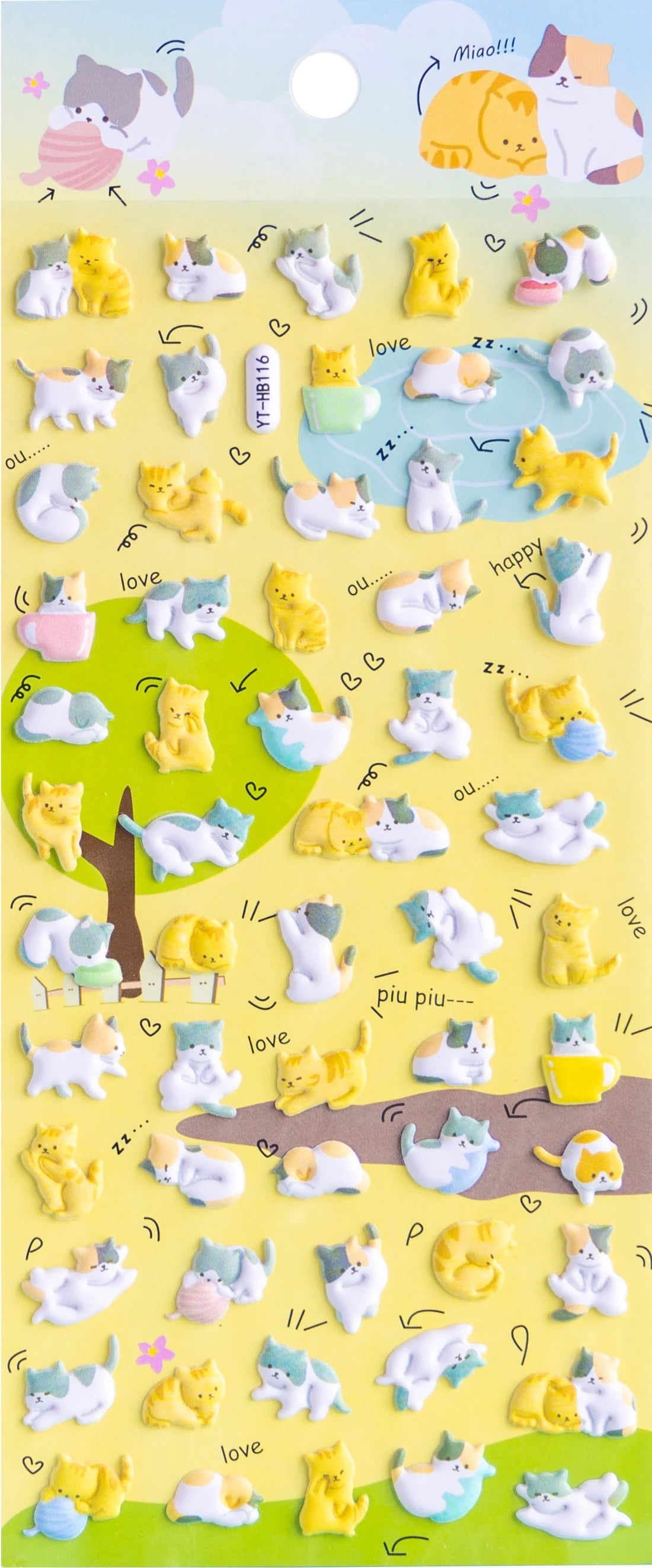 Cat Tiny Puffy Stickers 2