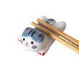 Porcelain gray cat chopstick rest / pen rest.