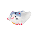 Porcelain gray cat chopstick rest / pen rest.