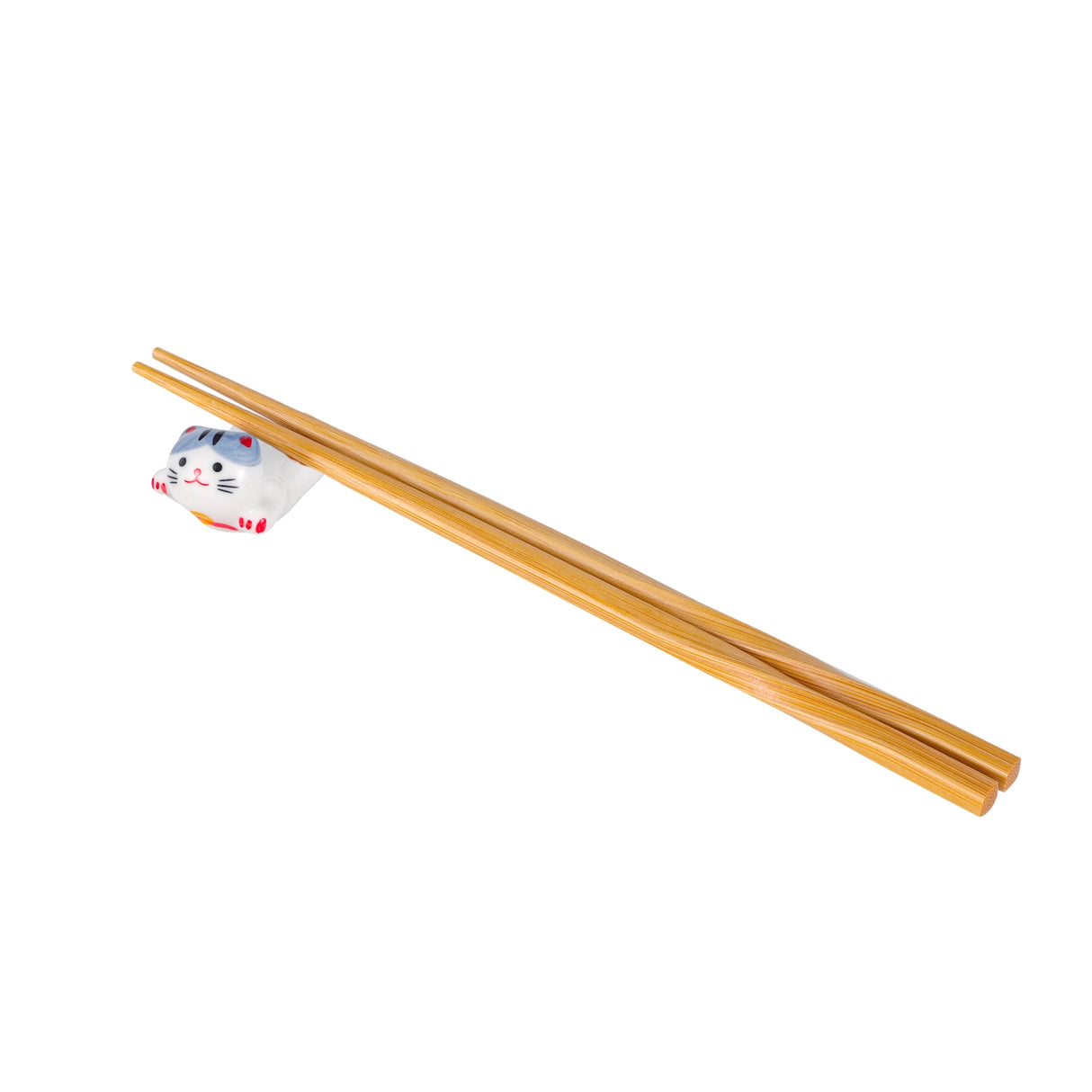 Porcelain gray cat chopstick rest / pen rest.