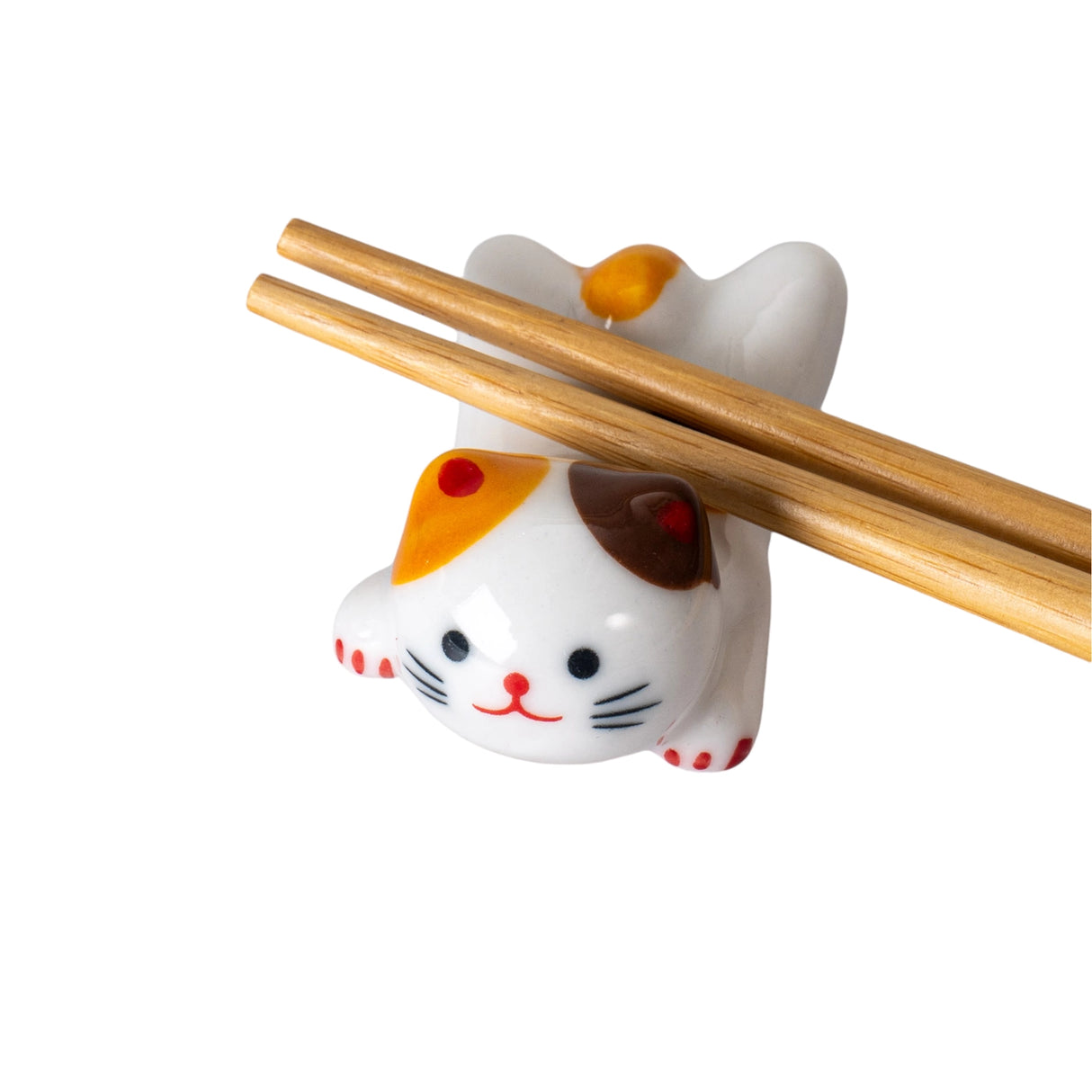 Porcelain white cat chopstick rest / pen rest.