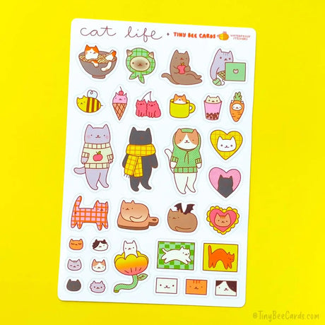 Tiny Bee Cards - Cat Life Vinyl Sticker Sheet