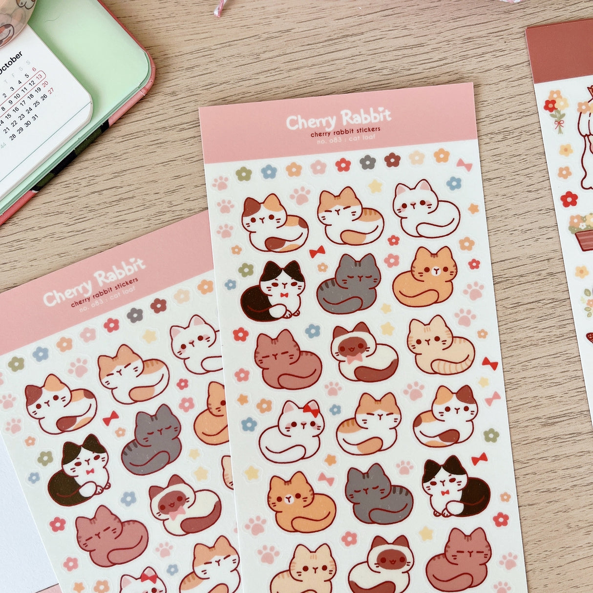 Cherry Rabbit - Cat Loaf Sticker Sheet