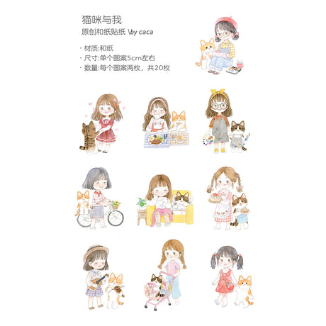 Cat & Me Girl Flake Sticker (20pcs)