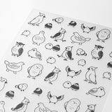 The "Talking Tori Pattern" is a design that is irresistible for bird lovers, featuring various birds such as parakeets and owls. You can express the mood of the day with the unique expressions of the birds.&nbsp;



A wide variety of sticker designs to use with your notebook

These peel-and-stick PET stickers will make your daily records more fun. Simply stick them freely on the margins of your notebook to create a gorgeous page.&nbsp;It can be divided into two parts up and down with perforations, so you ca