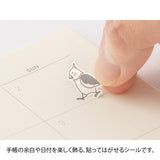 The "Talking Tori Pattern" is a design that is irresistible for bird lovers, featuring various birds such as parakeets and owls. You can express the mood of the day with the unique expressions of the birds.&nbsp;



A wide variety of sticker designs to use with your notebook

These peel-and-stick PET stickers will make your daily records more fun. Simply stick them freely on the margins of your notebook to create a gorgeous page.&nbsp;It can be divided into two parts up and down with perforations, so you ca