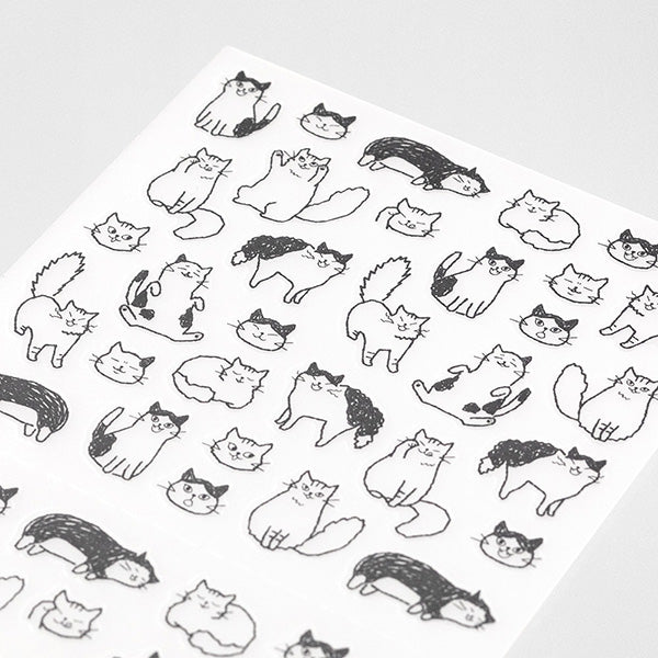 The "Talking Cat Pattern" is a design that will soothe you to cats that are surprised or have a relaxed expression. You can express the mood of the day with the unique expressions of the cats.



A wide variety of sticker designs to use with your notebook

These peel-and-stick PET stickers will make your daily records more fun. Simply stick them freely on the margins of your notebook to create a gorgeous page.&nbsp;It can be divided into two parts up and down with perforations, so you can carry as much as y