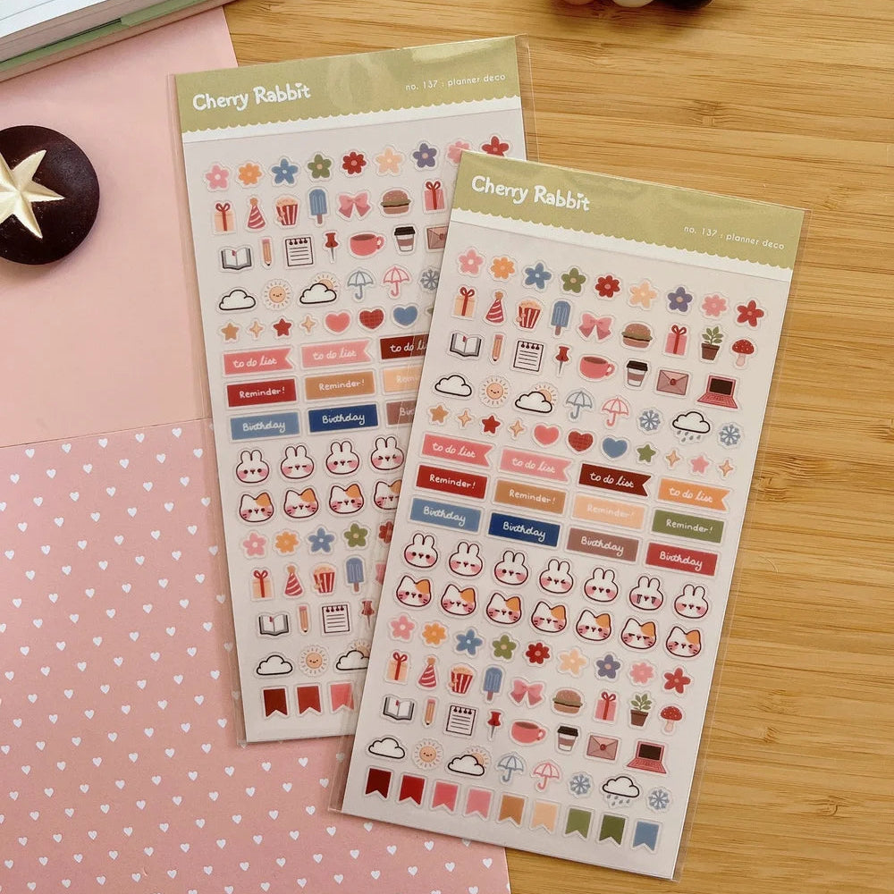 Decorate your planner / diary with these little stickers of japanese sushi !

Kiss cut sticker sheet
1 sheet
Sheet size: 9 x 18 cm
Material: Clear PET