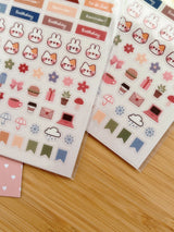 Decorate your planner / diary with these little stickers of japanese sushi !

Kiss cut sticker sheet
1 sheet
Sheet size: 9 x 18 cm
Material: Clear PET