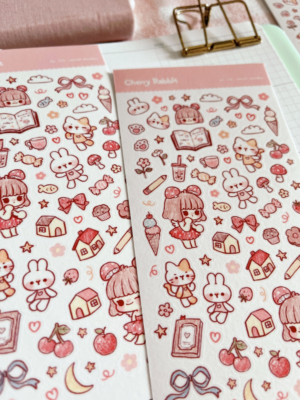 Cherry Rabbit - Sketch Doodles Sticker Sheet