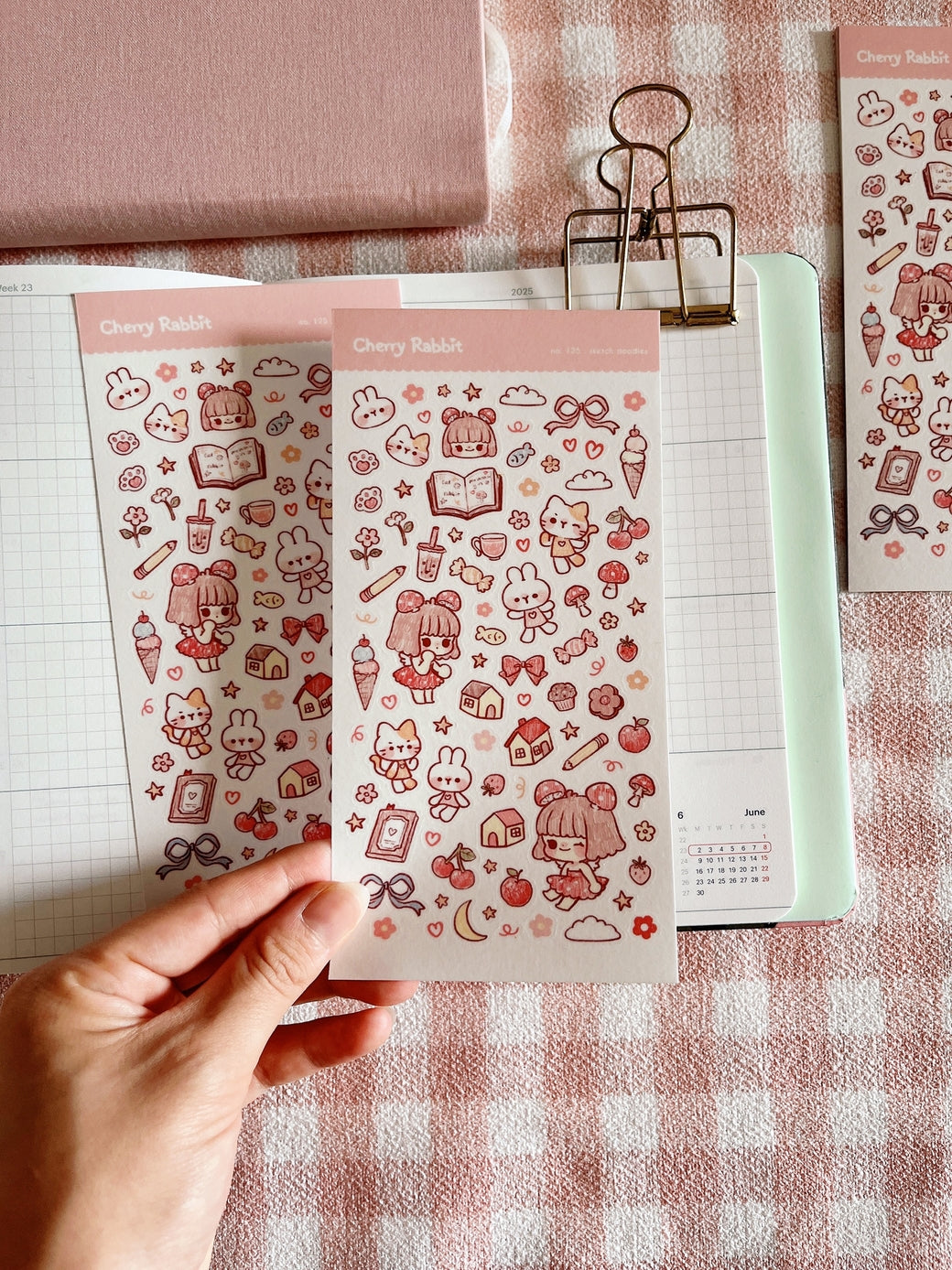Cherry Rabbit - Sketch Doodles Sticker Sheet