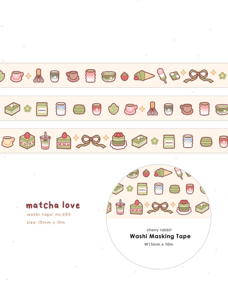Cherry Rabbit Matcha Love Washi Tape

Decorate your planner / diary with this cute little washi tape ♡


Roll size: 15mm x 10m
Material: Washi
Includes 1 roll of washi