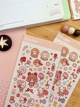 Washi paper stickers! Decorate your planner / diary with these little stickers of cute flower themed illustrations 🌼🌻🌸🌷

Kiss cut sticker sheet
Sheet size: 9 x 18 cm
Material: Washi sticker / Masking sticker
