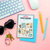 PipStickers are the PERFECT gift for the sticker lover in your life - even if it's you! These unique PVC designs with silver foil accents come on a clear backing and cannot be found anywhere else.
Includes one 4'' x 4'' sheet of Cinn-fully Delicious PipStickers and includes the Pipsticks manifesto.