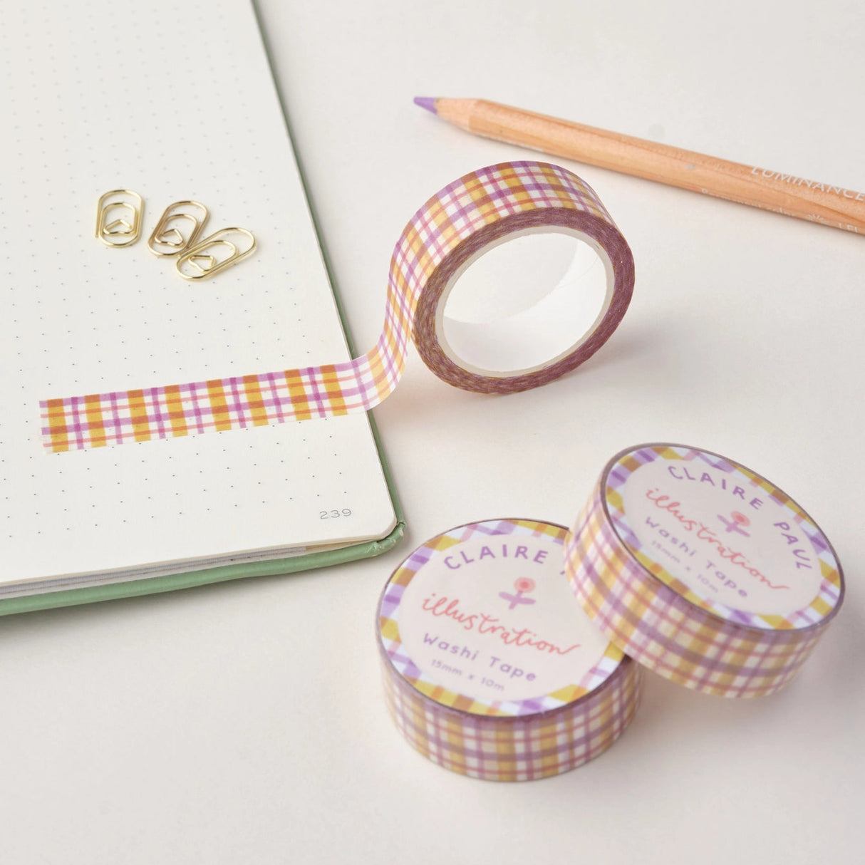 Claire Paul Washi Tape - Pastel Gingham

Pastel Gingham Pattern Washi tape.

This paper masking tape is perfect for decorating your bullet journal and planners, scrapbooking &amp; gift wrapping. It'll add some fun and colour to any surface and is easy to peel off.

10m x 15mm