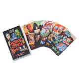 Discover truth and inspiration in the dark with the Classic Horror Oracle deck.
This uniquely entertaining and beautifully creepy oracle deck harnesses the energies and dark truths revealed in iconic classic horror movies to find guidance, discover inner resources, and cultivate inspiration. Each of the 50 carefully selected films is represented by an evocative mini-movie-poster-style illustration from celebrated artist Ricardo Diseño, with an oracular theme for divination called out.