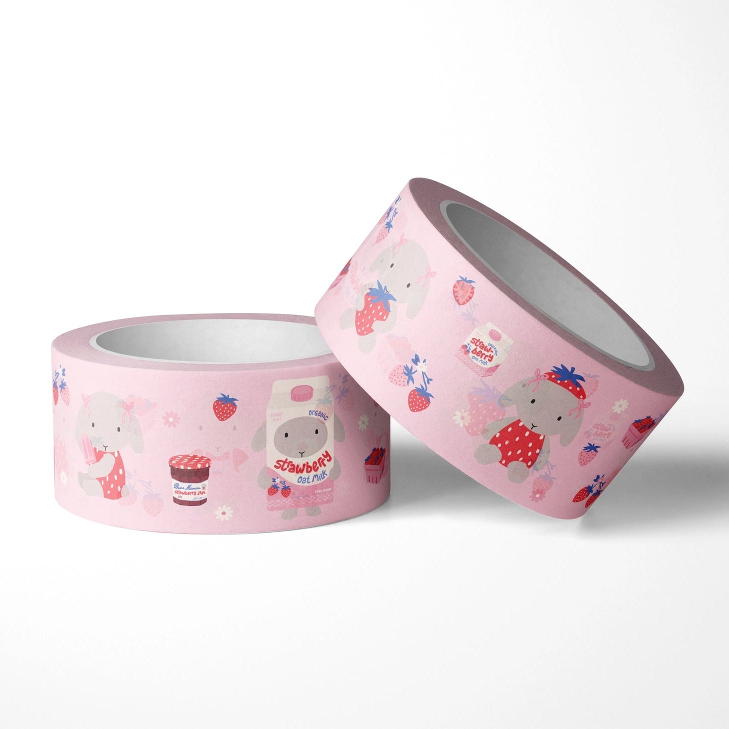 Clem's friend Winnie the bun adores strawberries! In every form. Like this washi tape!

Mockup image shown, colors may vary. Part of the Berries & Cream Collection.

15 mm x 10 m (0.6" x 33ft.)