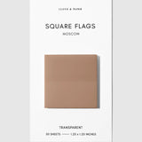 Square Transparent Page Flags provide a subtle way to mark information you want to reference again. Their slightly frosted finish maintains clarity when layered over text, making them a practical tool for marking pages in books, highlighting passages, or labeling sections throughout notebooks and documents. Thin construction keeps bulk to a minimum, even when used across multiple pages.