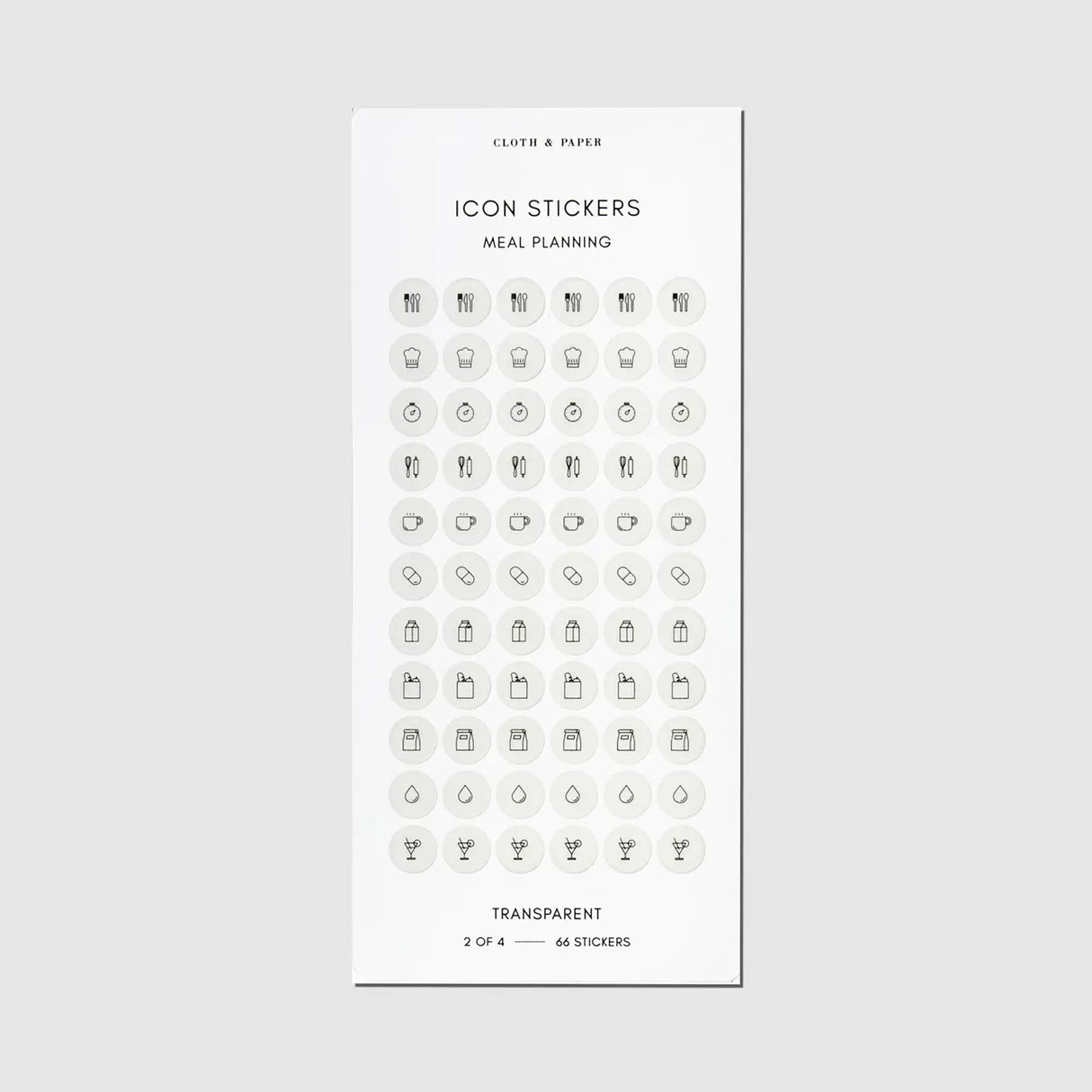 Refine your planning routine with our Healthy Planning Sticker Set, designed to help you stay consistent with both physical wellness and meal planning goals. Featuring our signature Ash and Angora colors, these transparent stickers layer beautifully over any planner spread without adding visual clutter.

Features

 * Printed on transparent material for a seamless, luxe look 
 * 264 total stickers: 4 sheets with 66 stickers each 
 * Includes 2 Physical Wellness sheets: 1 in Ash, 1 in Angora 
 * Includes 2 Me