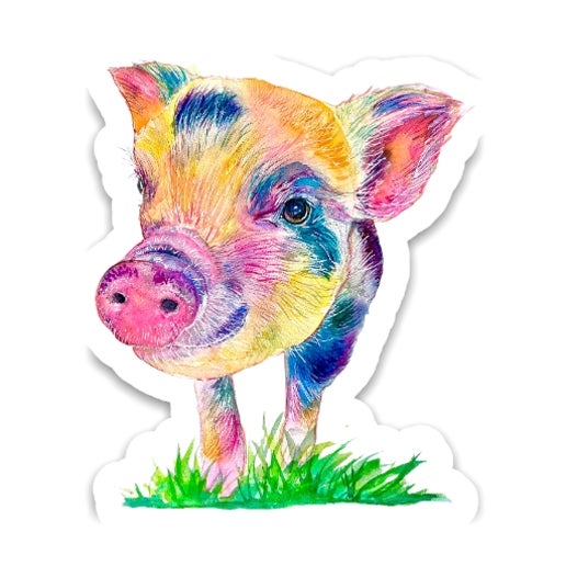 Pegatina de cerdo de colores