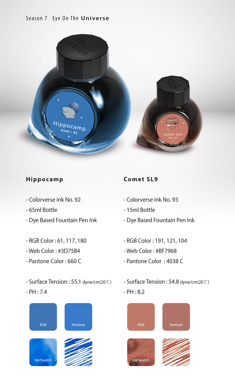 Colorverse Hippocamp & Comet SL9 Ink (No. 82/83) - Eye on the Universe - 2 Bottle Set