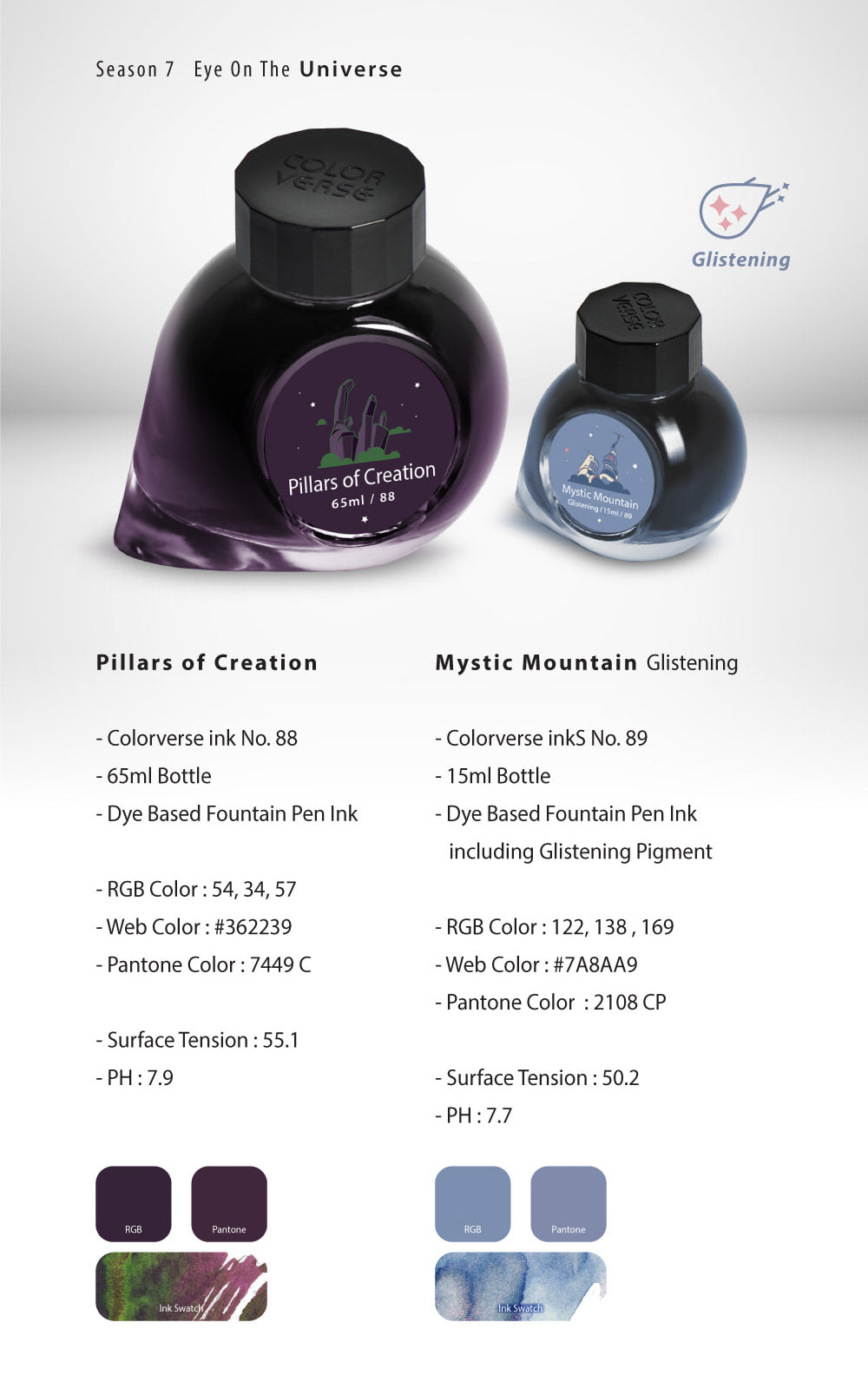 Colorverse Pillars of Creation & Mystic Mountain Ink (No. 88/89) - Eye on the Universe - 2 Bottle Set