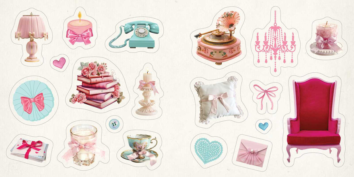 Celebrate your core coquette aesthetic with hundreds of stickers to decorate phones, laptops, ereaders, notebooks, and more in that very femme and demure style.

Ruffles and ribbons. Bows and ballet flats. Lace and lipstick prints. It’s time to let everyone know just how coquette you are. With Coquette Stickers, fans of all things frilly, flirty, and feminine will find over 500 stickers to decorate their lives in their own personal style. Add a touch of romance, whimsy, and vintage flair to everyday items l