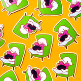 Tiny Bee Cards - Cozy Ghost with Cat & Book Vinyl Sticker