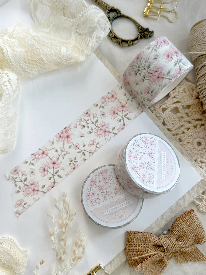 leelajournals - Pink Roses on Ivory 30mm Washi Tape