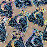 Crescent Moon Moth Glitter Sticker