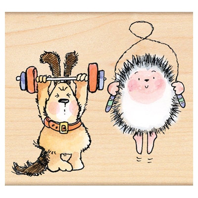 Critter Workout Stamp - Hedgehog & Dog Fitness