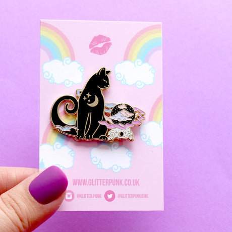 Glitter Punk - Crystal Ball Cat Enamel Pin – Halloween Collection