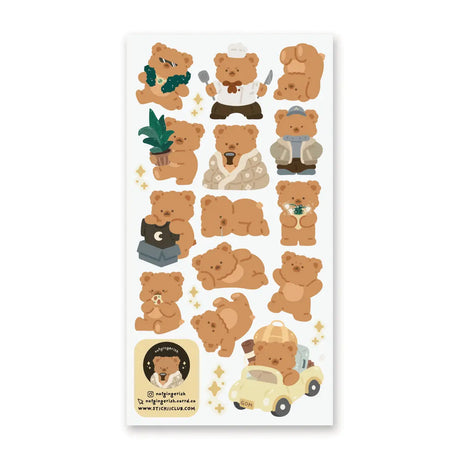 🐻☕ Meet GingerGom, the fluffiest little bear with a heart full of cozy adventures! Created by @notgingerish, this adorable sheet follows GingerGom through everyday moments, from sleepy naps and snack breaks to café shifts, plant care, lounging in comfy outfits, and cruising around town.&nbsp;

Art by: @notgingerish

Top Coating: None
Adhesive Layer: PVC (plastic)
Backing Layer: Clear PET
6.69" x 3.54".
Weight - 0.03lbs.
1 sheet included &nbsp; &nbsp;