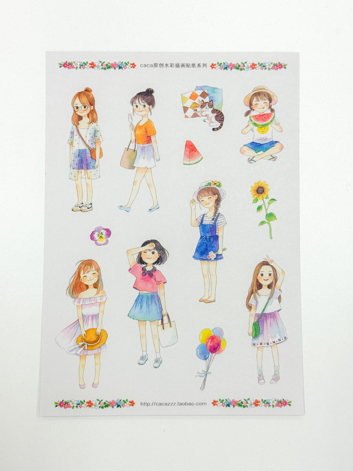 Cute Girls Washi Sticker Caca Stickers