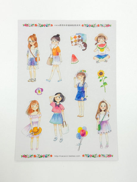 Cute Girls Washi Sticker Caca Stickers