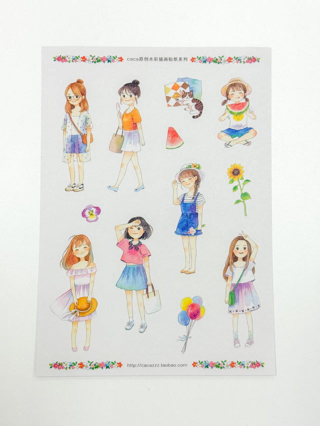 Cute Girls Washi Sticker Caca Stickers