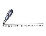 Sello de goma con firma de los padres