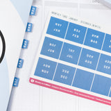 Dreamy Blue Monthly Tab Stickers