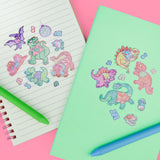 &nbsp;

🐢 Our Kiss Cut Sticker Sheets are 4 inches by 6 inches and include one (1) sheet per package, with 10 to 20 individual waterproof, stickers on each.&nbsp;

🐢 Each sheet is enclosed in a sleeve with an art backing card and are retail-ready!

🐢 Stick them on water bottles, laptops, cars, coolers, helmets, skateboards, or just about any flat surface you can think of.&nbsp;
