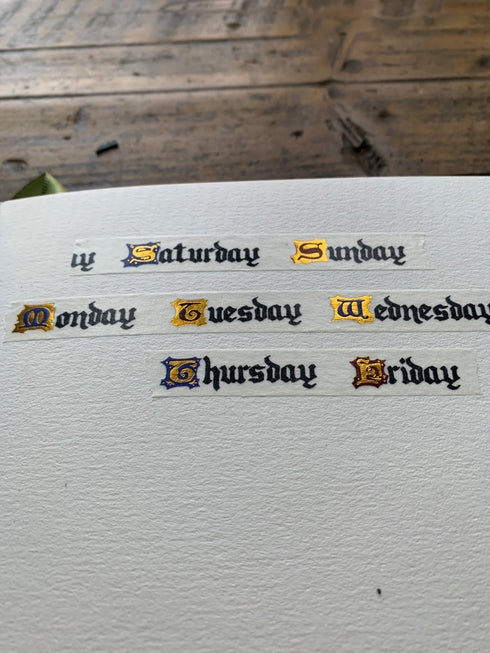 The Creeping Moon - Days of the Week Medieval Inspired Washi Tape