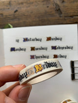 The Creeping Moon - Days of the Week Medieval Inspired Washi Tape