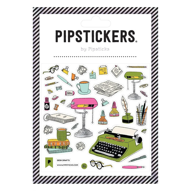 PipStickers are the PERFECT gift for the sticker lover in your life - even if it's you! These unique PVC designs with silver foil accents come on a clear backing and cannot be found anywhere else.

Includes one 4" x 4" sheet of Desk Drafts PipStickers and includes the Pipsticks manifesto.