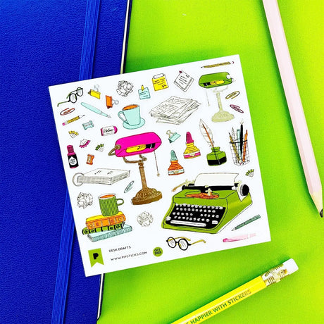 PipStickers are the PERFECT gift for the sticker lover in your life - even if it's you! These unique PVC designs with silver foil accents come on a clear backing and cannot be found anywhere else.

Includes one 4" x 4" sheet of Desk Drafts PipStickers and includes the Pipsticks manifesto.