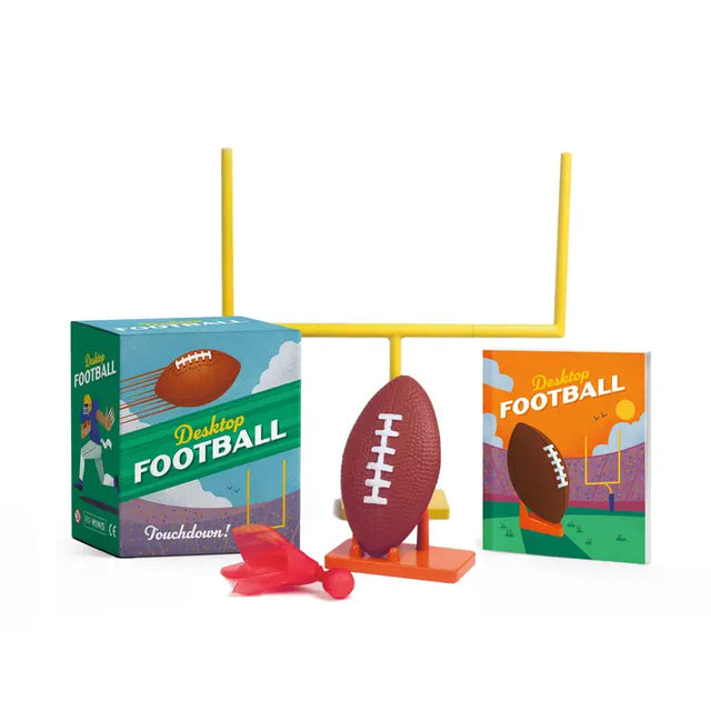 A fun, miniature version of football that is perfectly portable!

Kit includes:

Field goal post (assembles in 3 pieces)
Football
Kicking tee
Challenge flag
Mini illustrated rule book